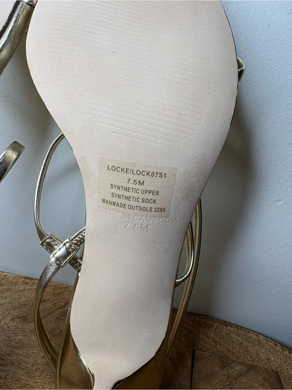 Steve Madden Locke Champagne Metallic Strappy Heels Size 7.5